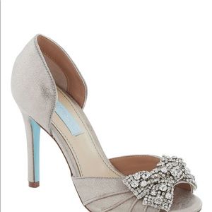 Betsey Johnson Peep Toe Rhinestones Bow Sandals